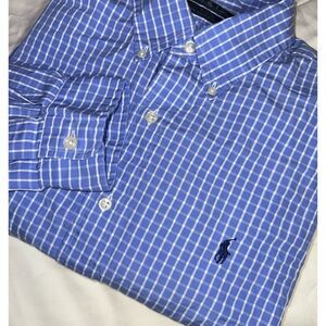 Ralph Lauren Blake Mens Large Blue Checker Long Sleeve Button Down Shirt